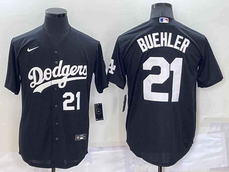 Men Los Angeles Dodgers #21 Buehler Black Inversion Nike 2022 MLB Jerseys